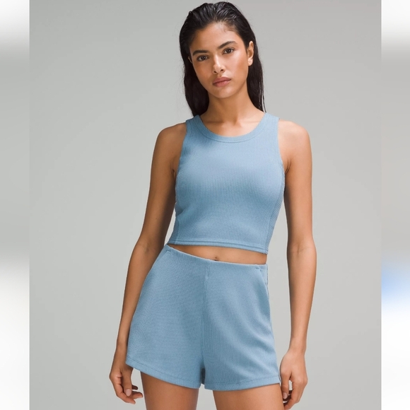 lululemon athletica Tops - Lululemon softstreme ribbed cropped tank top in utility blue size 6